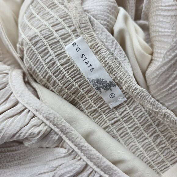 Altar'd State Champagne Dress Ruffle Tiered Satin Romantic Sz XS Sweetheart Neck - Picture 6 of 7